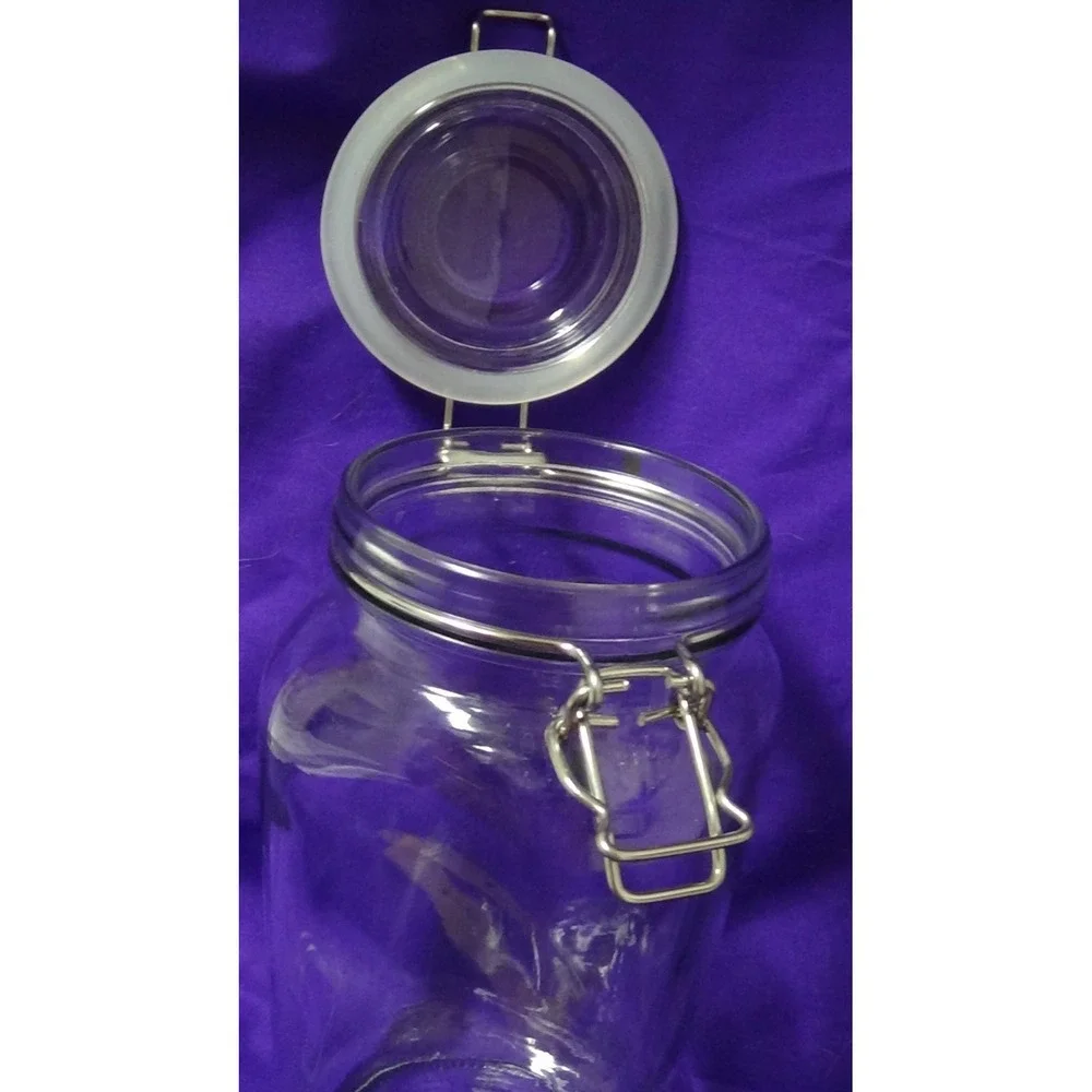 Storage Jars with Airtight Clamp Lids Glass Food 3 Pack Large Kitchen #125